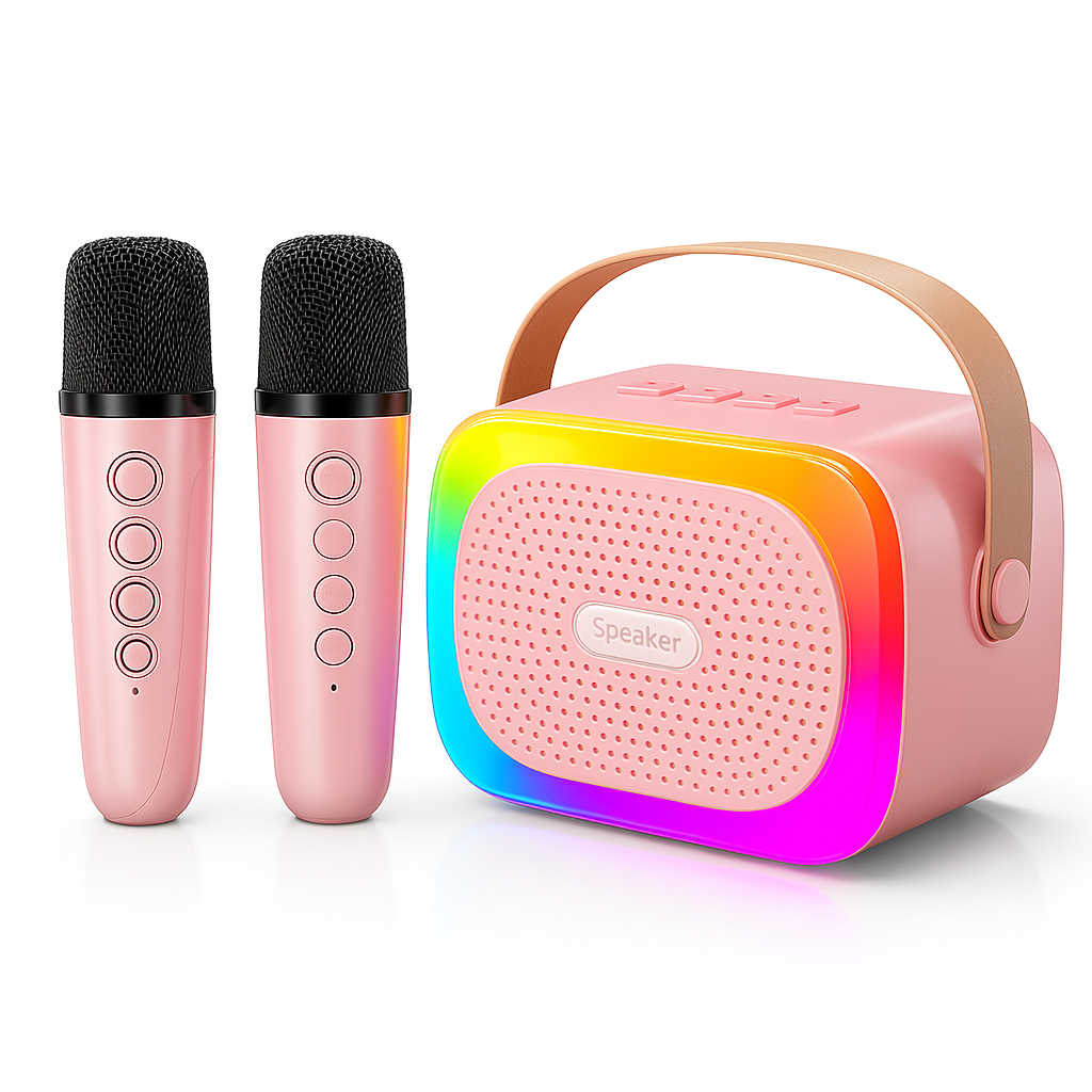 Portable Karaoke Machine with 2 Wireless Microphones