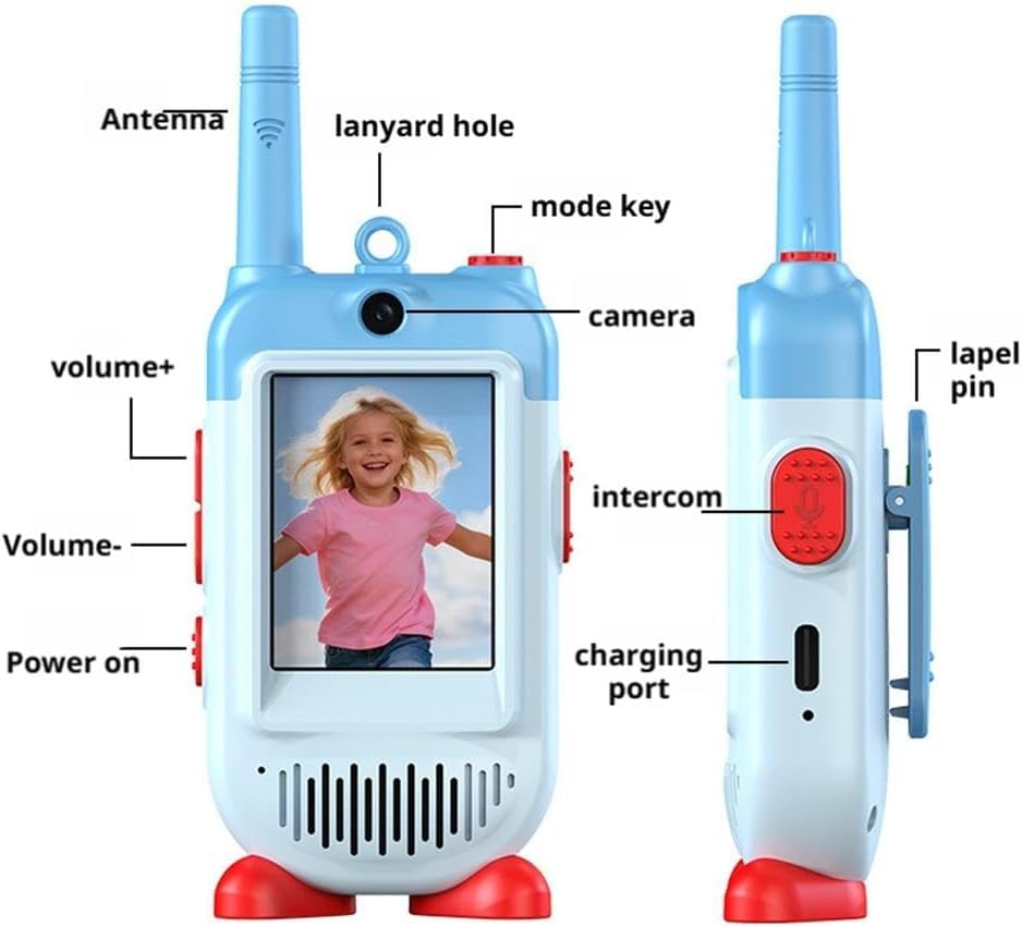 2PCS Video Walkie Talkies for Kids, Rechargeable Walkie Talkies with Camera & Voice Changer, Educational Toys for Children, Ideal for Indoor Outdoor Play, Birthday Gifts for Boys & Girls (Pink+Blue)