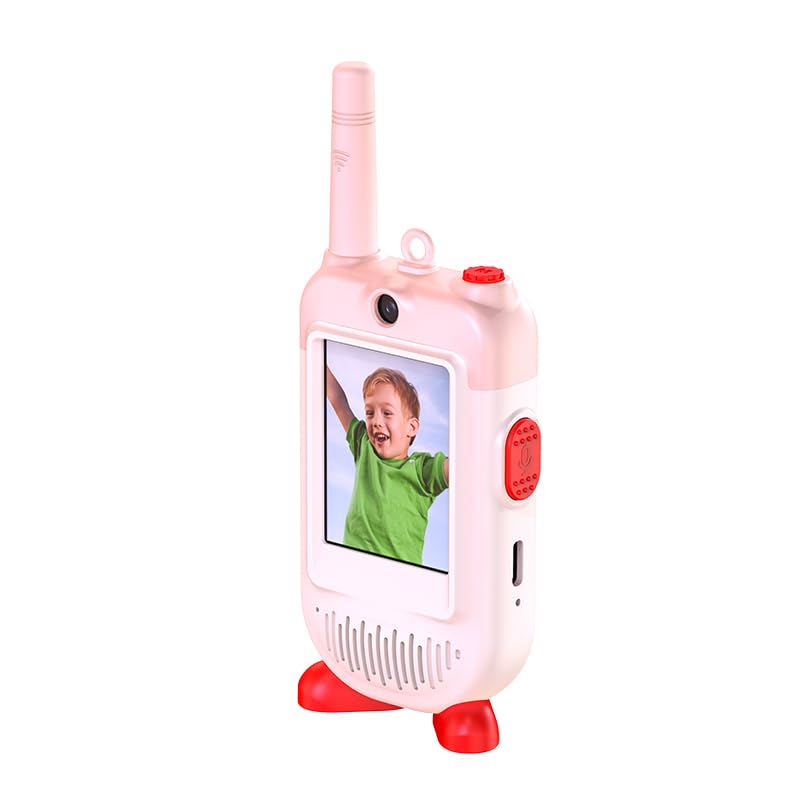 2PCS Video Walkie Talkies for Kids, Rechargeable Walkie Talkies with Camera & Voice Changer, Educational Toys for Children, Ideal for Indoor Outdoor Play, Birthday Gifts for Boys & Girls (Pink+Blue)