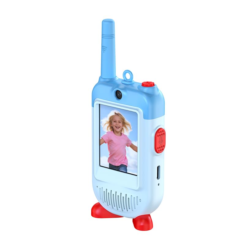 2PCS Video Walkie Talkies for Kids, Rechargeable Walkie Talkies with Camera & Voice Changer, Educational Toys for Children, Ideal for Indoor Outdoor Play, Birthday Gifts for Boys & Girls (Pink+Blue)